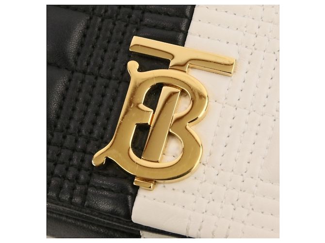 BURBERRY Laura Small Bicolor gesteppte Schultertasche mit Kette Schwarz Weiß - Ansicht 9