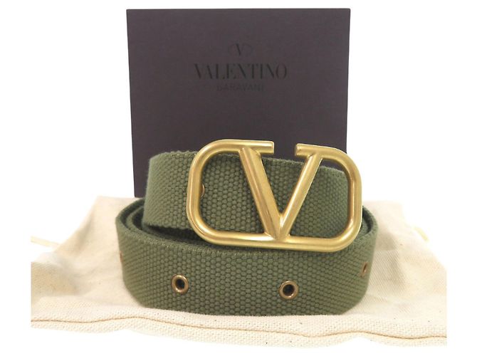 Cintura Valentino V-logo Canvas Army Green Verde Cachi - vista 2