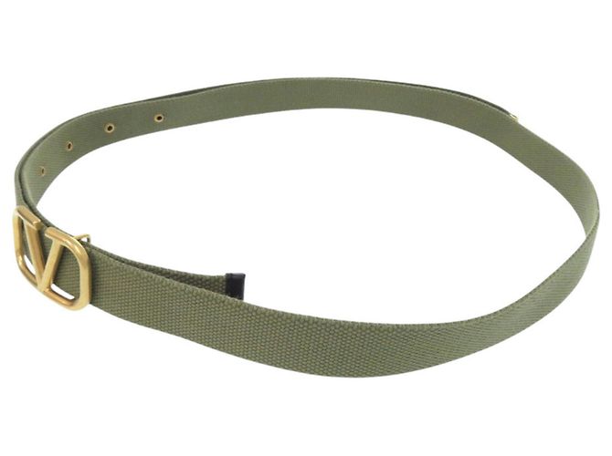 Cintura Valentino V-logo Canvas Army Green Verde Cachi - vista 3