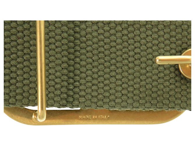 Cintura Valentino V-logo Canvas Army Green Verde Cachi - vista 4
