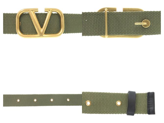 Cintura Valentino V-logo Canvas Army Green Verde Cachi - vista 6