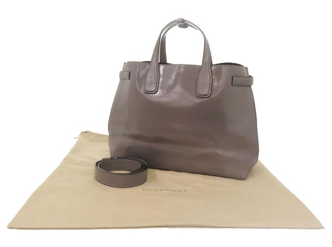 Borsa a tracolla Burberry 2-Way Soft Banner in pelle verniciata Marrone - vista 2