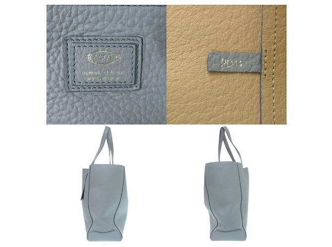 Borsa Tote Tod's in pelle grana blu-grigio Marrone - vista 8