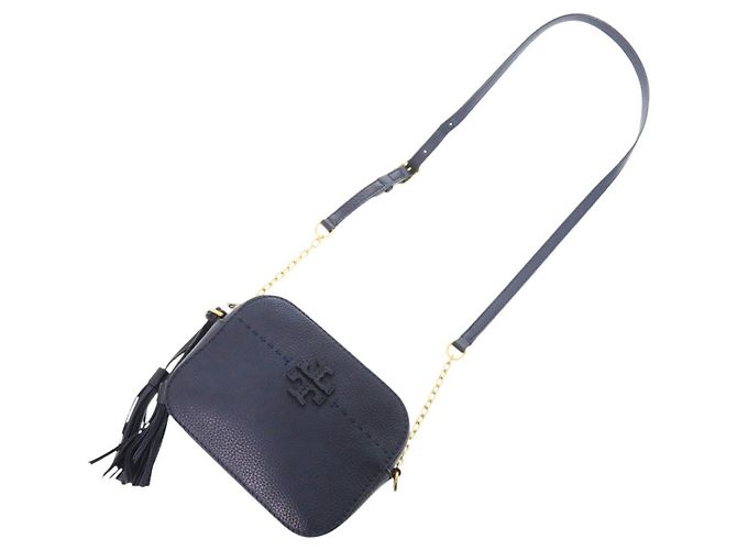 Tory Burch McGraw Leather Navy Camera Bag Shoulder 0614 Azul marino - vista 8