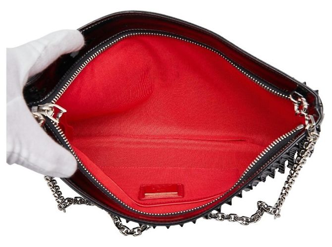 Borsa a tracolla con catena Christian Louboutin Spike Stud Rubiposh Nero - vista 7