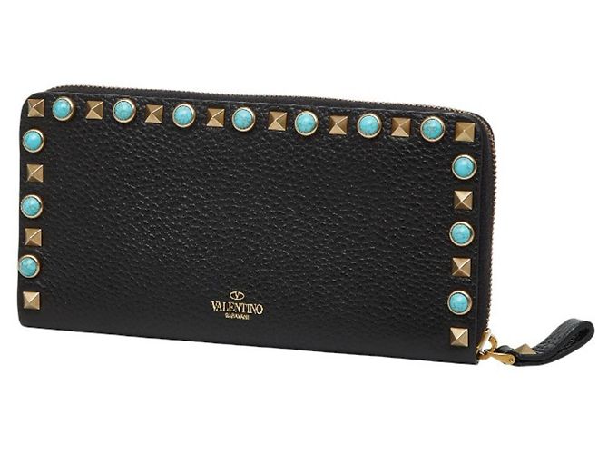 Cartera larga con cremallera redonda Valentino Rockstud Negro - vista 2