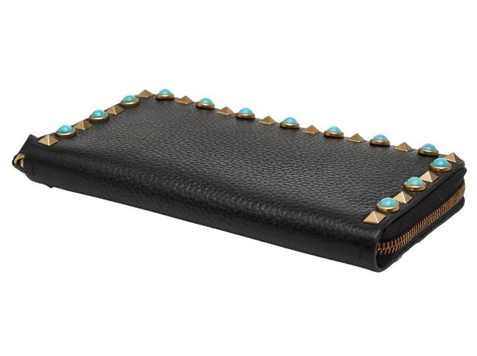 Cartera larga con cremallera redonda Valentino Rockstud Negro - vista 4