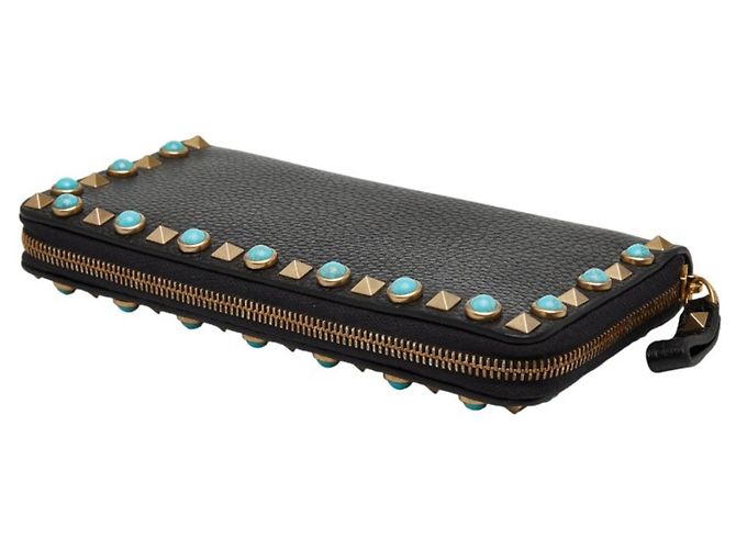 Cartera larga con cremallera redonda Valentino Rockstud Negro - vista 5