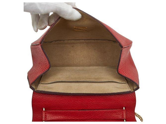 Bolso bandolera de cadena Chloé Drew Roja - vista 14