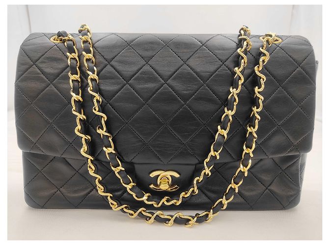 Chanel Shoulder Suede Patchwork Medium Negro - vista 3