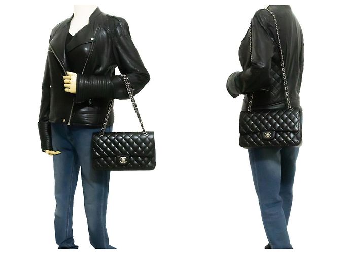 Chanel Classic Double Flap Quilted Lambskin Medium Schwarz - Ansicht 3