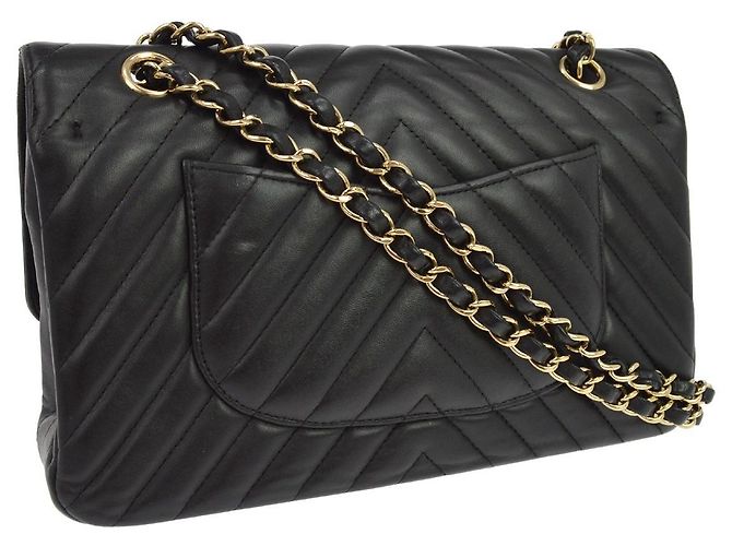 Chanel Classic Double Flap Quilted Lambskin Medium Nero - vista 2