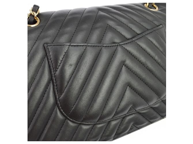 Chanel Classic Double Flap Quilted Lambskin Medium Nero - vista 3