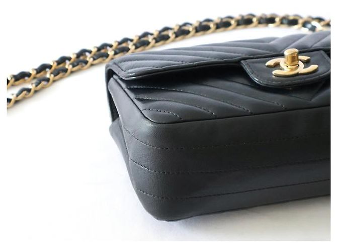 Chanel Shoulder Suede Patchwork Medium Negro - vista 2