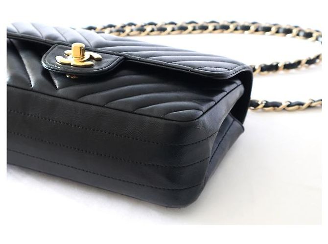 Chanel Shoulder Suede Patchwork Medium Negro - vista 3
