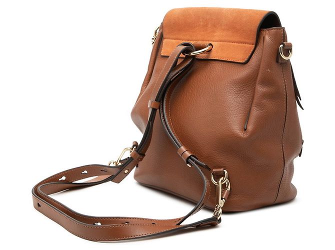 Zaino Chloé Chloe Faye in pelle e camoscio marrone - vista 2