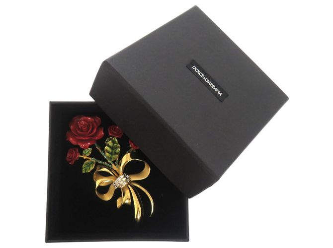 Broche en métal rouge Dolce & Gabbana Rose Flower Vert - vue 2