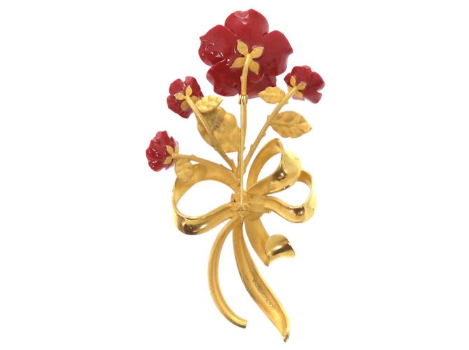 Broche en métal rouge Dolce & Gabbana Rose Flower Vert - vue 3