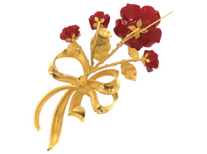 Broche en métal rouge Dolce & Gabbana Rose Flower Vert - vue 4