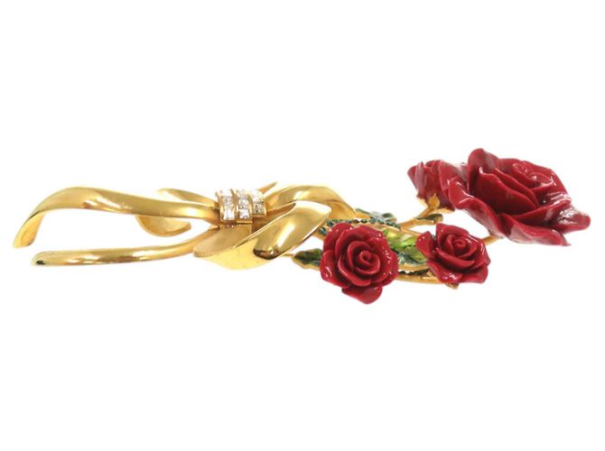 Broche en métal rouge Dolce & Gabbana Rose Flower Vert - vue 5