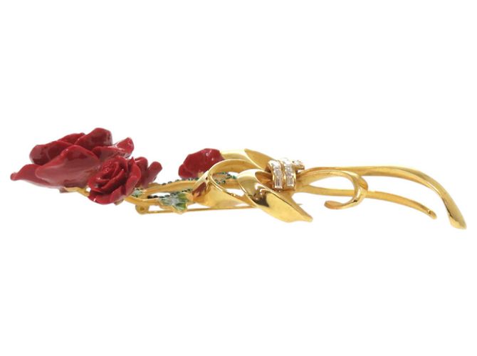 Broche en métal rouge Dolce & Gabbana Rose Flower Vert - vue 6