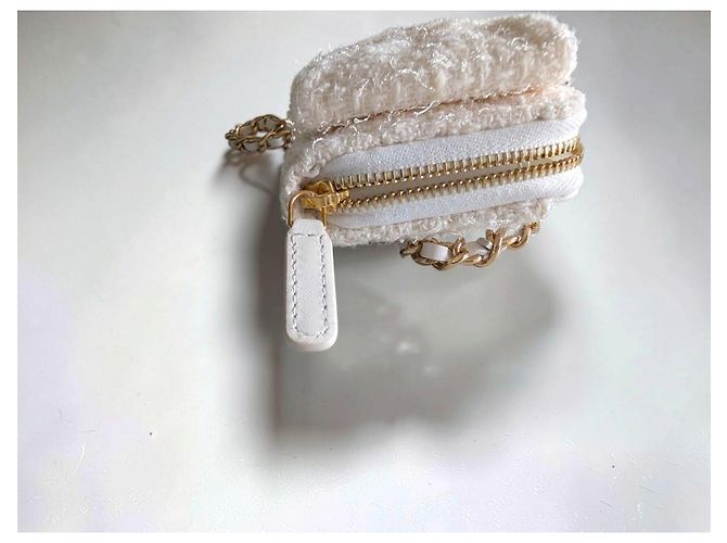Chanel Tweed Mini Bag Weiß mit Kette - Ansicht 12