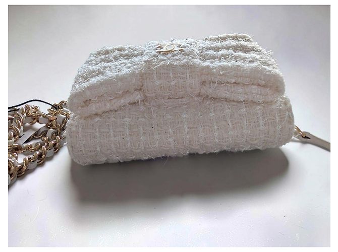 Chanel Tweed Mini Bag Weiß mit Kette - Ansicht 15
