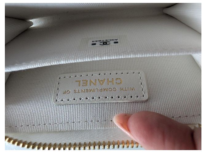 Chanel Tweed Mini Bag Weiß mit Kette - Ansicht 7