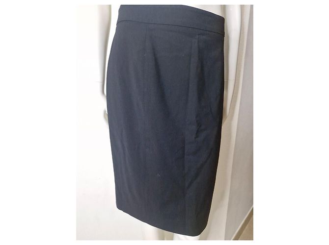 Valentino Saia Justa Preta em Lã e Viscose Preto - vista 4