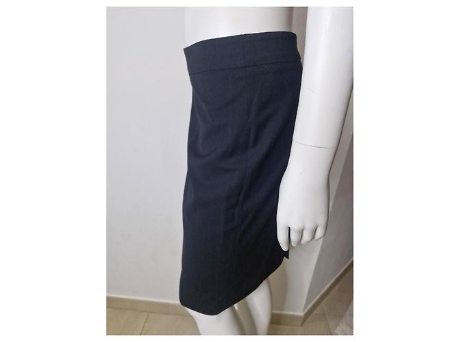 Valentino Saia Justa Preta em Lã e Viscose Preto - vista 5