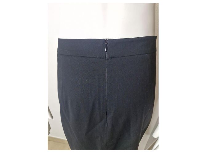 Valentino Saia Justa Preta em Lã e Viscose Preto - vista 6