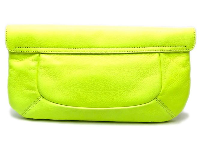 Borsa a pochette Sergio Rossi giallo fluorescente con chiusura turnlock - vista 2