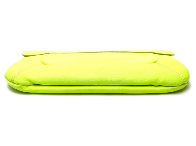 Borsa a pochette Sergio Rossi giallo fluorescente con chiusura turnlock - vista 3