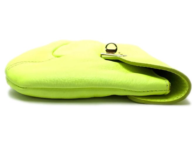 Borsa a pochette Sergio Rossi giallo fluorescente con chiusura turnlock - vista 4