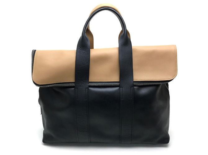 3.1 Phillip Lim Bicolor Leder Handtasche Schwarz Beige - Ansicht 2