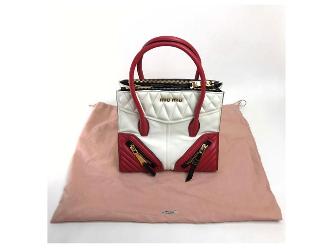 Borsa Miu Miu Matelassé in pelle rossa e bianca Bianco Rosso - vista 10
