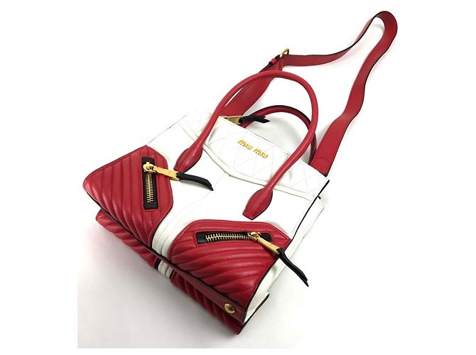 Borsa Miu Miu Matelassé in pelle rossa e bianca Bianco Rosso - vista 5