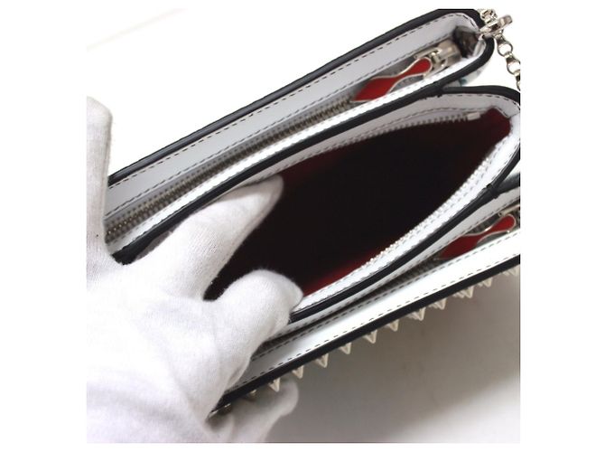 Borsa a tracolla con catena Christian Louboutin con stampa botanica e borchie Spike Bianco Multicolore - vista 7