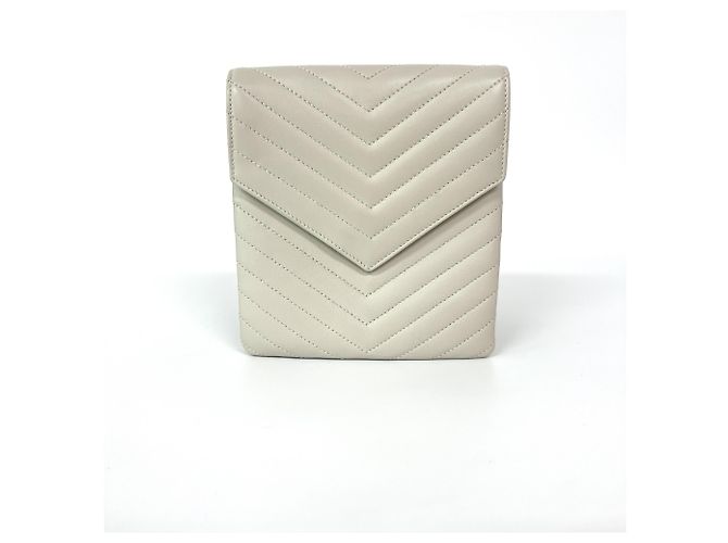 Autre Marque Porte-téléphone Saint Laurent Classic Monogram en cuir embossé crocodile Beige - vue 3