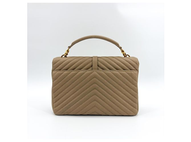 Autre Marque Saint Laurent Classic Monogram College Matelasse Chevron Leather Medium Beige - Ansicht 3