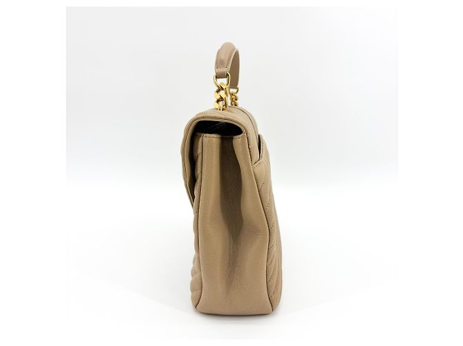 Autre Marque Saint Laurent Classic Monogram College Matelasse Chevron Leather Medium Beige - Ansicht 4