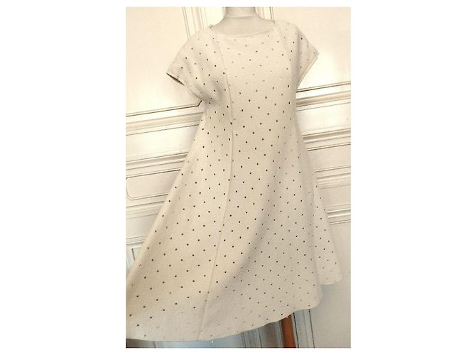 Cacharel Cream Wool Openwork Polka Dot Dress - view 12