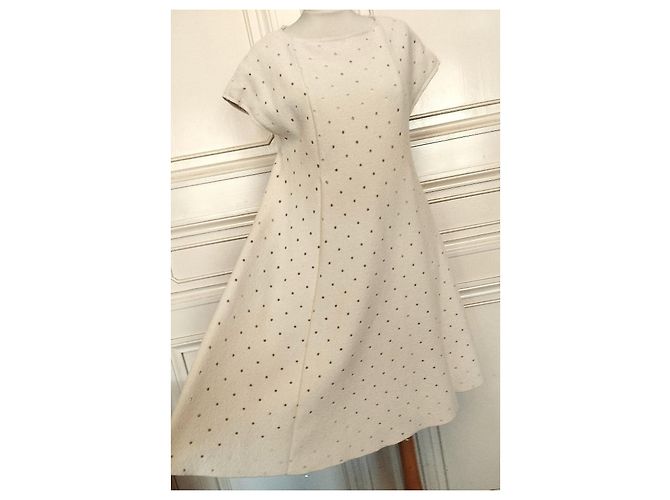 Cacharel Cream Wool Openwork Polka Dot Dress - view 13