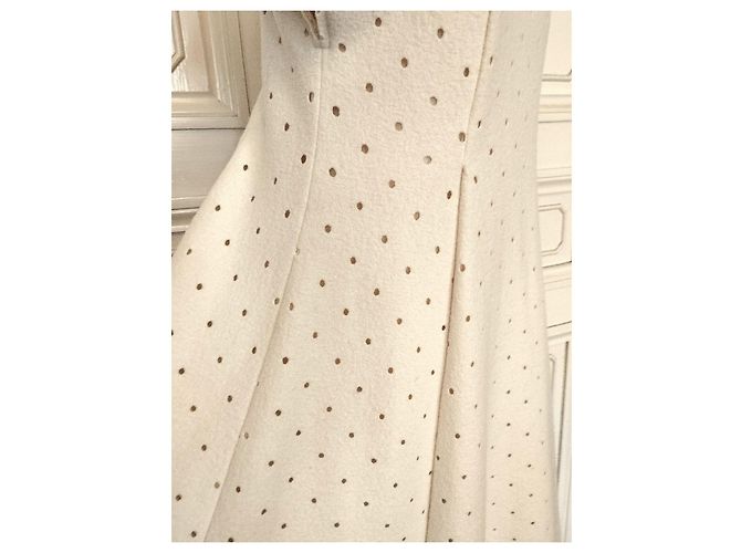 Cacharel Cream Wool Openwork Polka Dot Dress - view 15