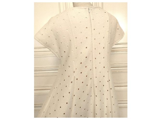 Cacharel Cream Wool Openwork Polka Dot Dress - view 18