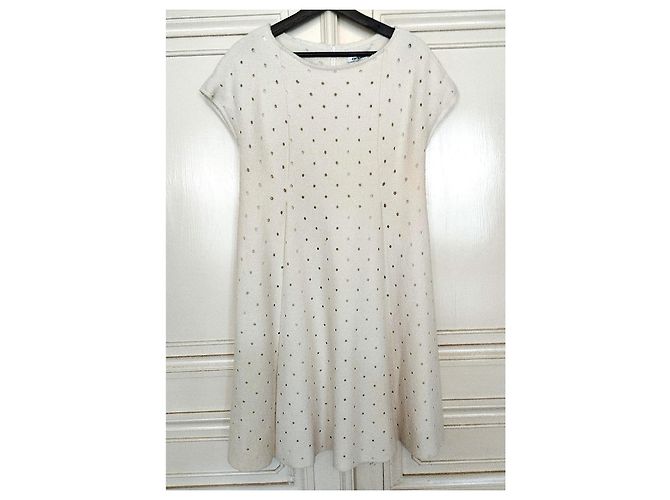 Cacharel Cream Wool Openwork Polka Dot Dress - view 3