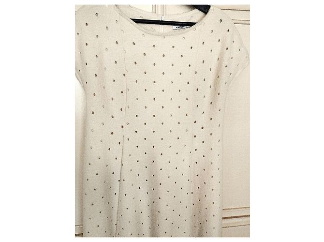 Cacharel Cream Wool Openwork Polka Dot Dress - view 4