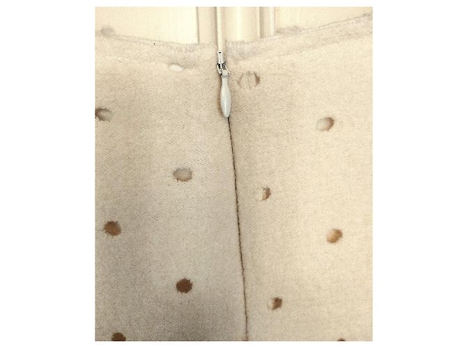 Cacharel Cream Wool Openwork Polka Dot Dress - view 6