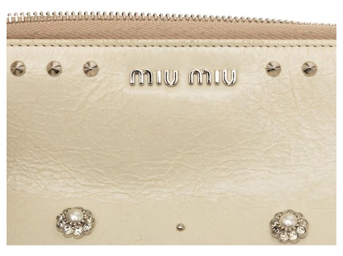 Pouch con borchie Miu Miu Bianco Crudo - vista 5