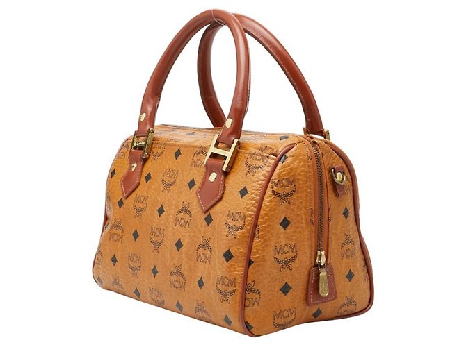 Borsa MCM Visetos Logogram Mini Boston Bag Marrone - vista 2
